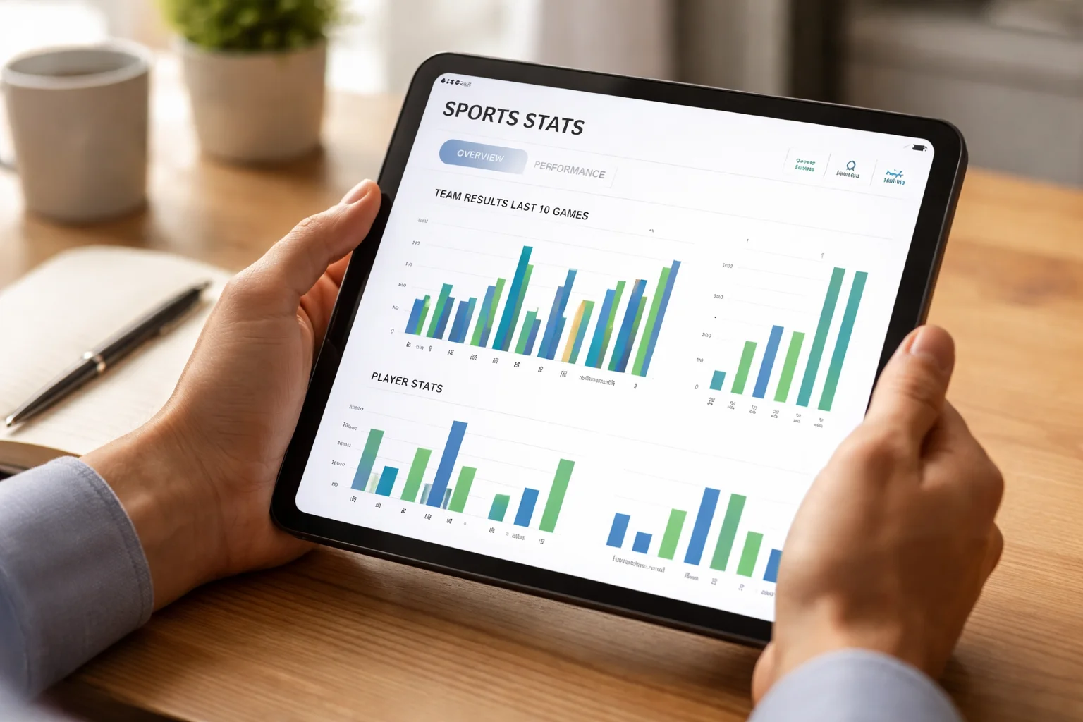 Análise de odds e estatísticas esportivas em tablet