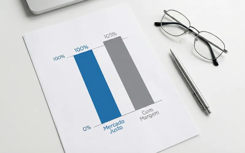 Infografico mostrando como a margem da casa de apostas funciona com barras comparativas
